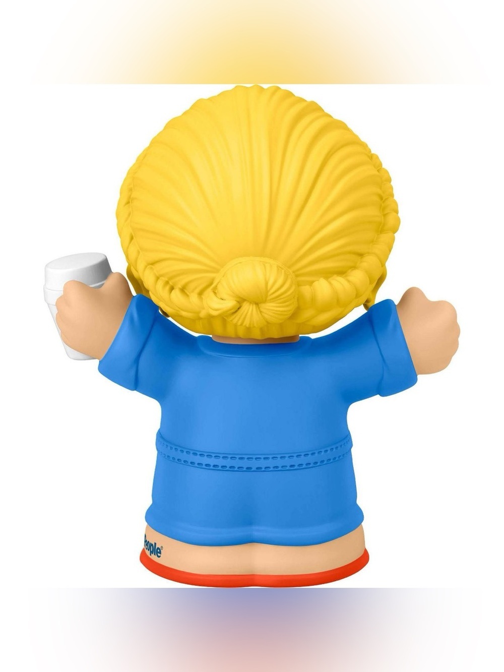 New Fisher-Price Little People Blonde Mother Mom Woman Coffee Blue Robe Slippers - Picture 5 of 7